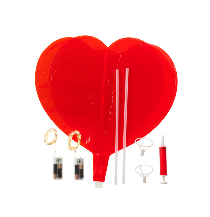 Hjerteballong 40 Micro-LED 2-pk.